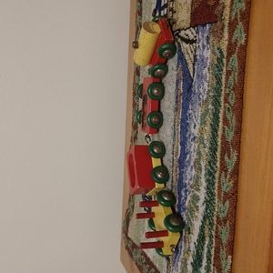 Vintage Colorful Wooden Wood Toy Train Cars Set of 4 - Missing Pieces and Engine